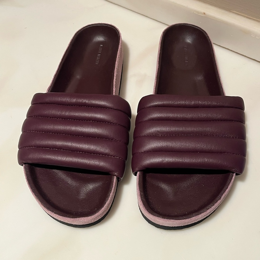 NWOT: ISABEL MARANT Women's HELLEA Burgundy Slide Sandals, Size EU 39 - Picture 2 of 8
